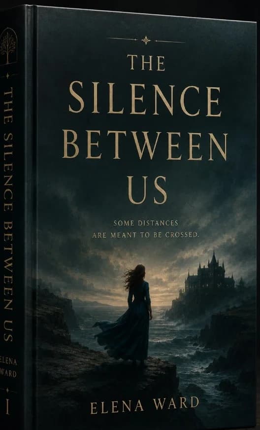 The Silence Between Us hardcover by Elena Ward, shown as a three-quarter 3D book