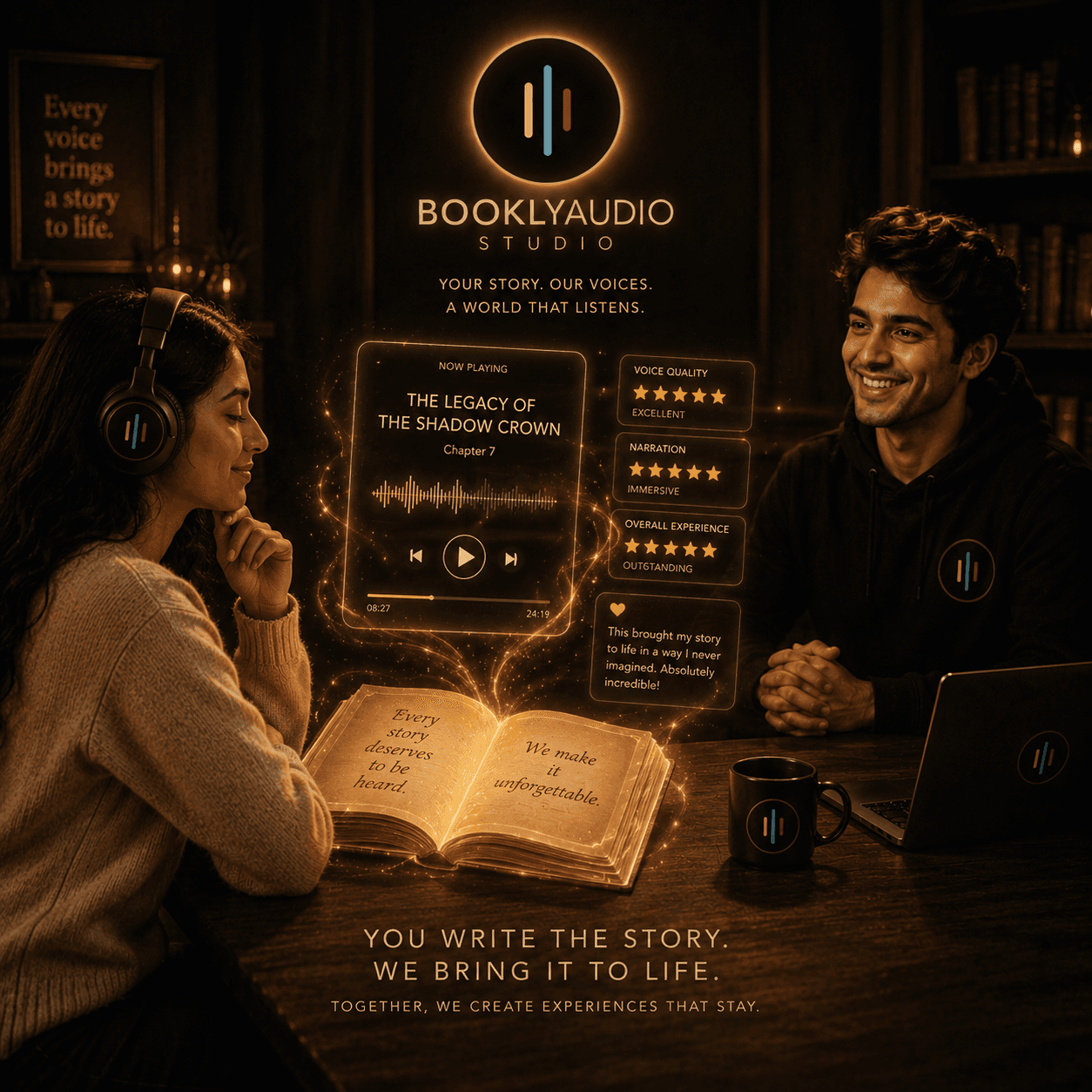 Author reviewing the conducted audiobook performance